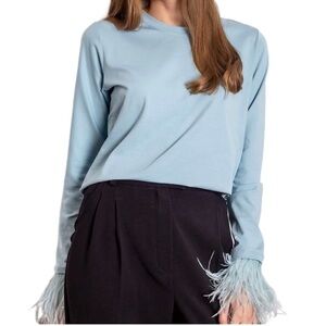 BRANF NEW Blue Feather Cuff Women's Top Size S